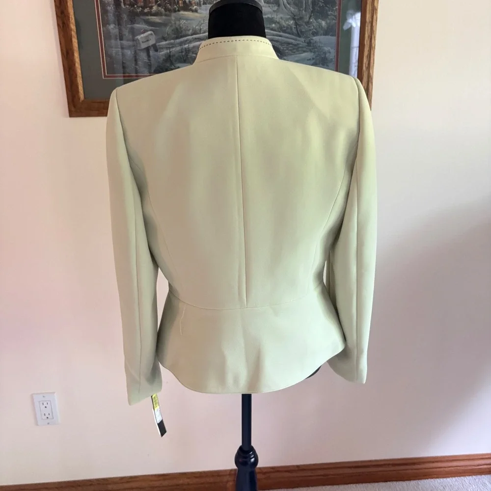 Tahari Arthur S Levine Blazer Shell Set Womens 12 Sage Green Pick Stitch Suit